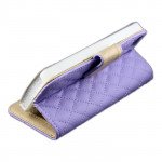 Wholesale iPhone 5C Quilted Flip Leather Wallet Case (Purple)